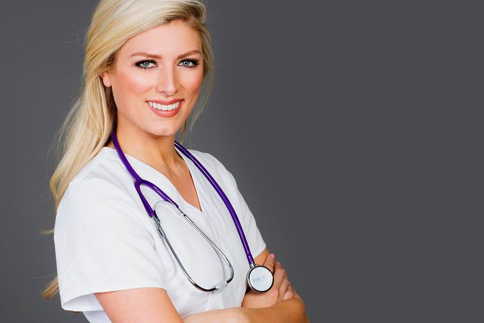Kelley Johnson in medical attire